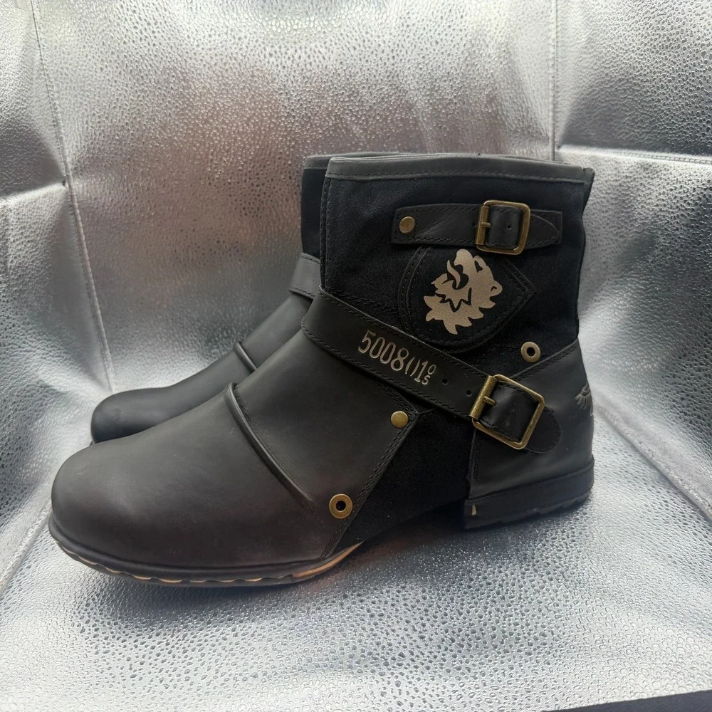 Size 11.5 Osstone Otto Zone Black Mens High Leather Cowboy Chukka Ankle Boots